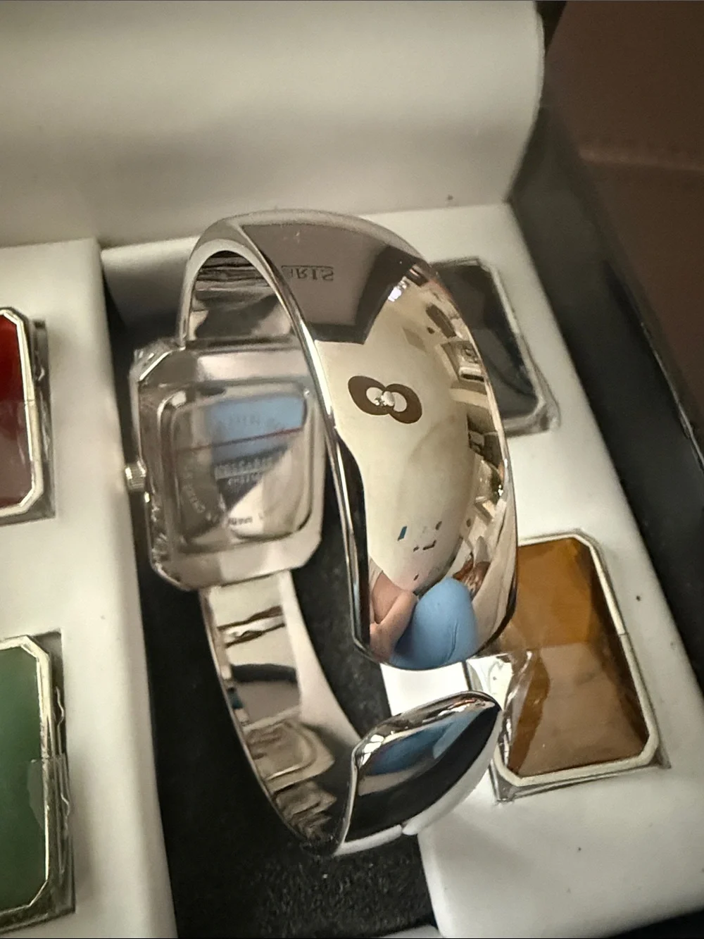 Interchangeable Stone Watch & Bracelet Set - Blue Main Stone